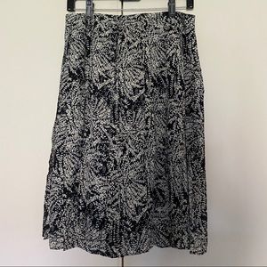 Leaf Print Black and White Skirt